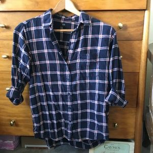 Uniqlo Plaid High-Low Top Sz M
